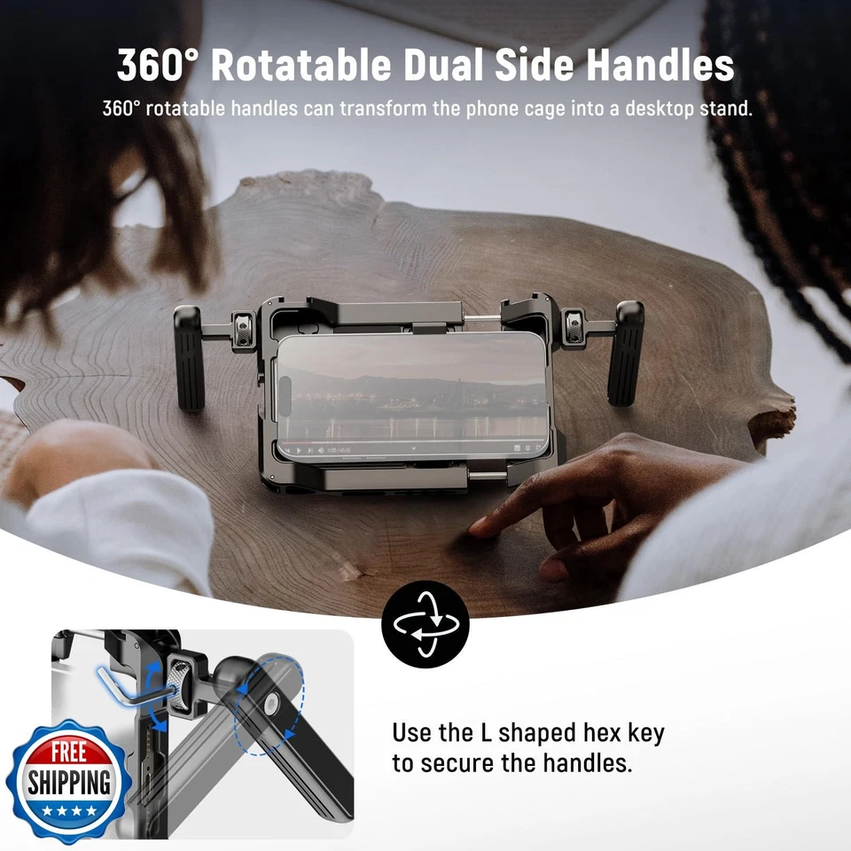 NEEWER Smartphone Video Rig with Handles, 67mm Filter Adapter, Anti-Drop - Image 3 of 4