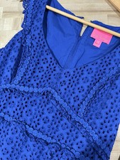 NWT Lilly Pulitzer Kaylee Size 10 Embroidered Blue Petal Eyelet Shift Dress