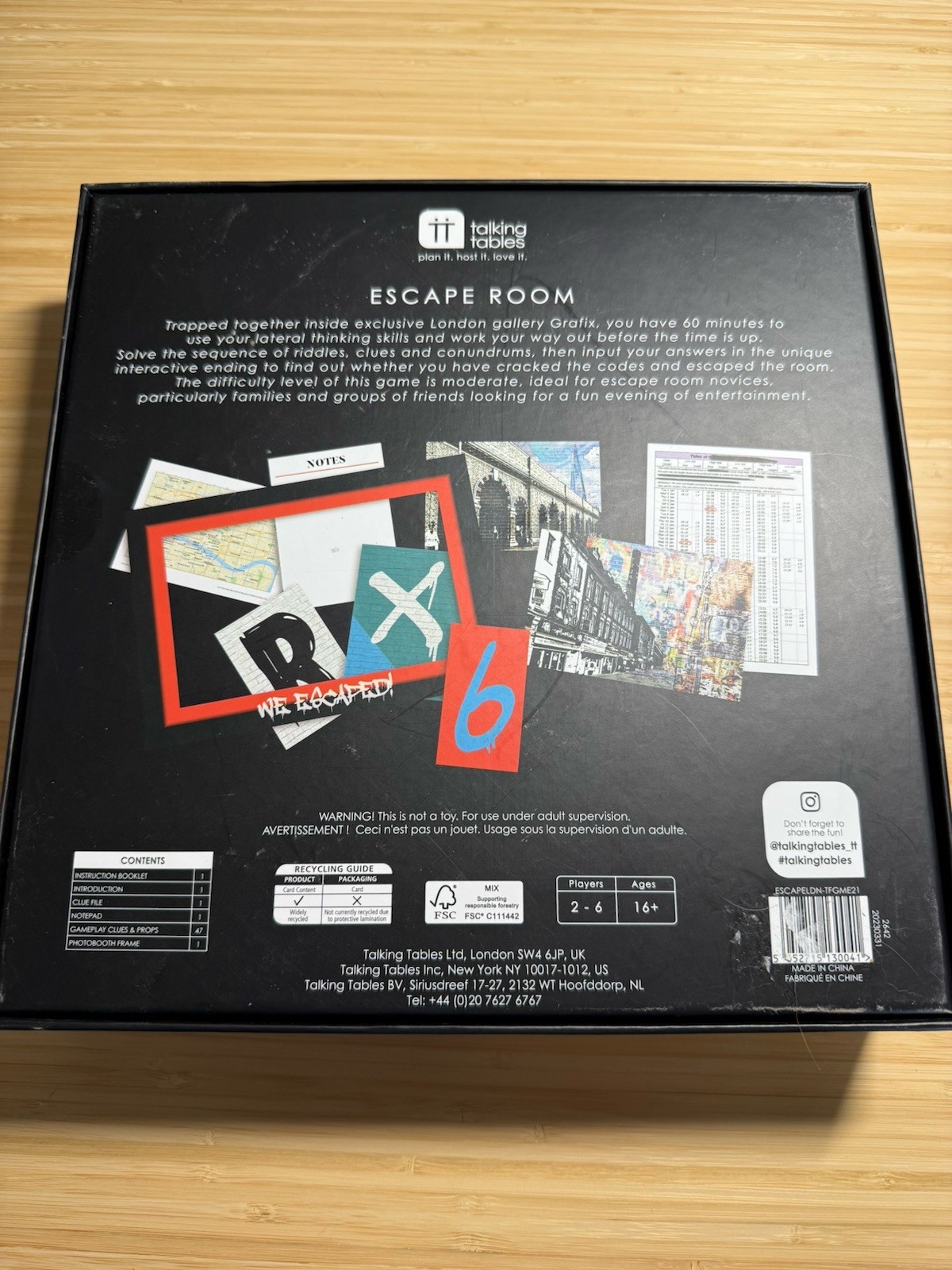 Talking Tables Board Game Host Your Own Escape Room - London Box EX/NM