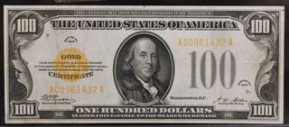 1928 $100 Gold Certificate One Hundred Dollar Currency VF Bank Note W /VIDEO