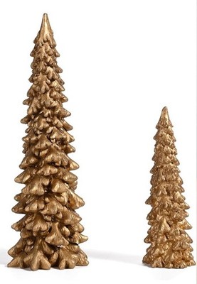 Gold Christmas Tree Figurines, 2Pcs Resin Glitter Christmas Tree for Tabletop...