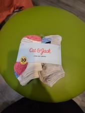 Boys' 10pk Stripe Low Cut Socks - Cat  Jack Small Knit Ankle NWT