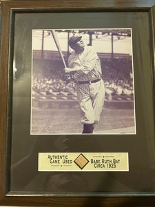 Babe Ruth NY Yankees 8 x 8 Framed Picture & Authentic Game Used Bat Circa 1925