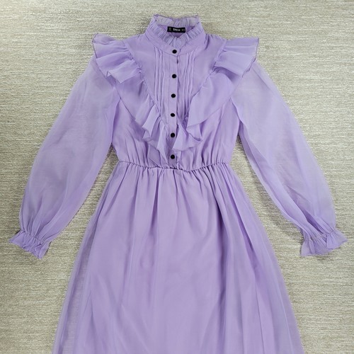 Shein Prairie Dress Womens XS Lavender Cottage Flowy Lined Victorian Coquette - Picture 17 of 21