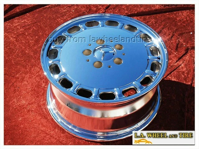 SET OF 4 CHROME 15" MERCEDES BENZ 560SL 560SEL 420SEL 300SDL OEM WHEELS 65139 - Image 4 of 4