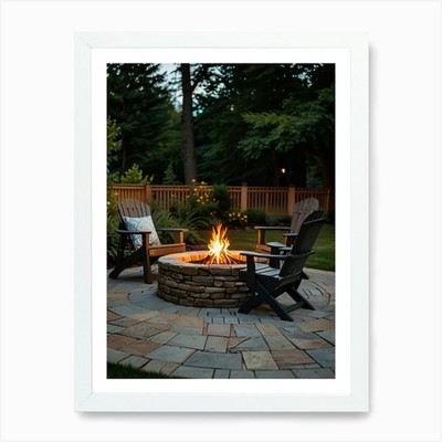 Feuerstelle Kunstdruck gerahmt Wandbild Poster Leinwanddruck Bild
