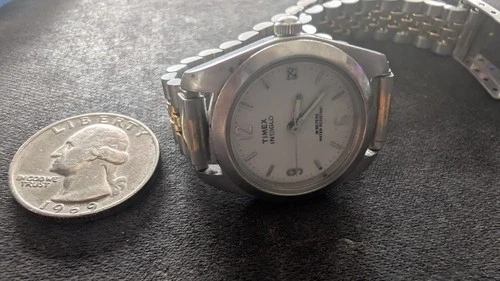 Vintage Timex Indiglo Quartz Watch Date Two-Tone Bracelet 30m WR