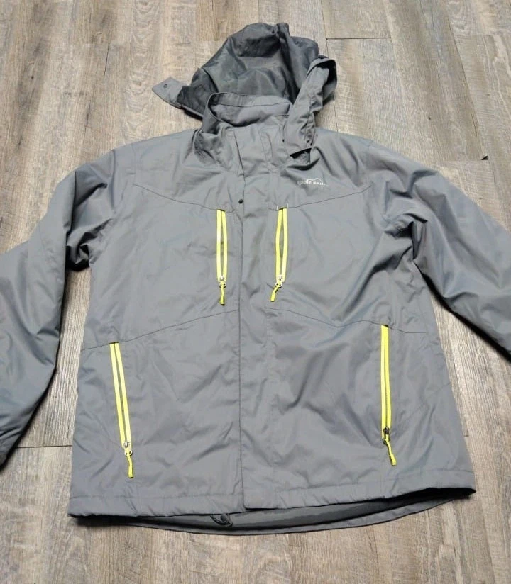 EDDIE BAUER Weatheredge Waterproof Jacket Men Large Grey Insulated Breathable
