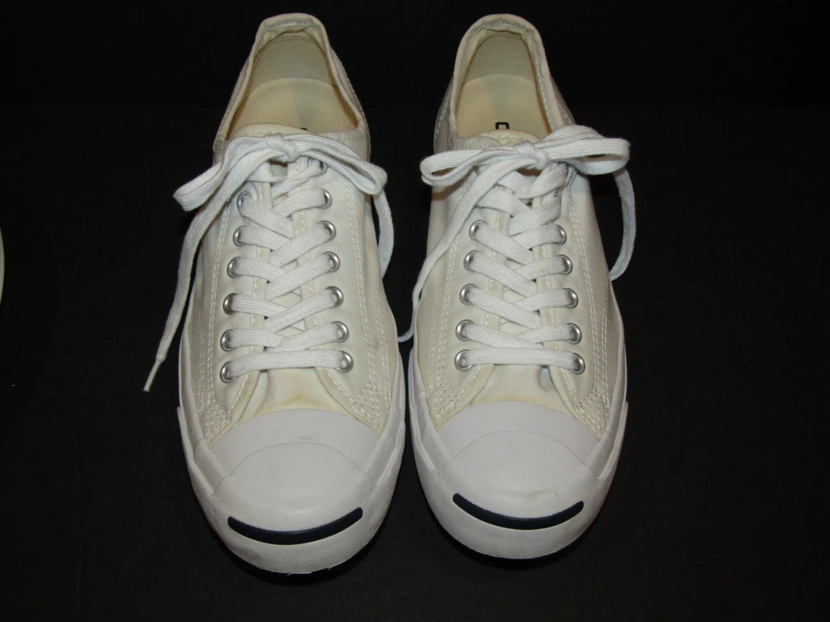 Converse Jack Purcell Herren Größe 9,5 SCHNÜRSCHUHE Weiß CANVAS Niedrig Turnschuhe