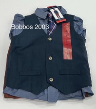 Andy Evan Kids Boy's 4-Piece Pant Shirt Vest Tie Set, Navy/Chmbry, Size 6