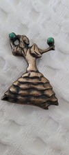 vintage turquoise flamenco dancer brooch