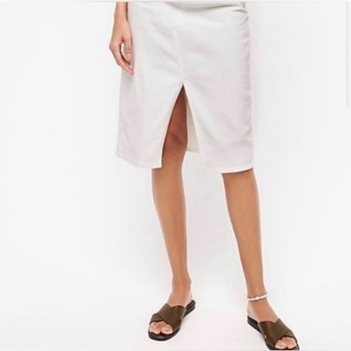 J. Crew White Denim Midi Skirt Casual Preppy Academia Office Beachy 29 - Picture 2 of 10