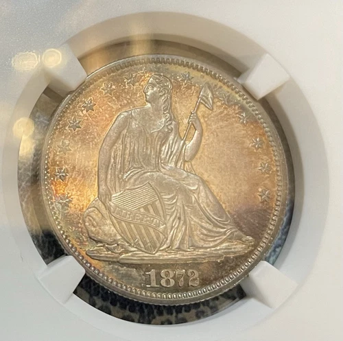 1872 Seated Liberty Half Dollar Proof Cameo NGC PF66 Cameo Toned!