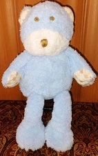 Cocalo Baby 15" Plush Lovey Toy Blue w/ Tan Gingham Hands Feet Ears Sewn Eyes (C
