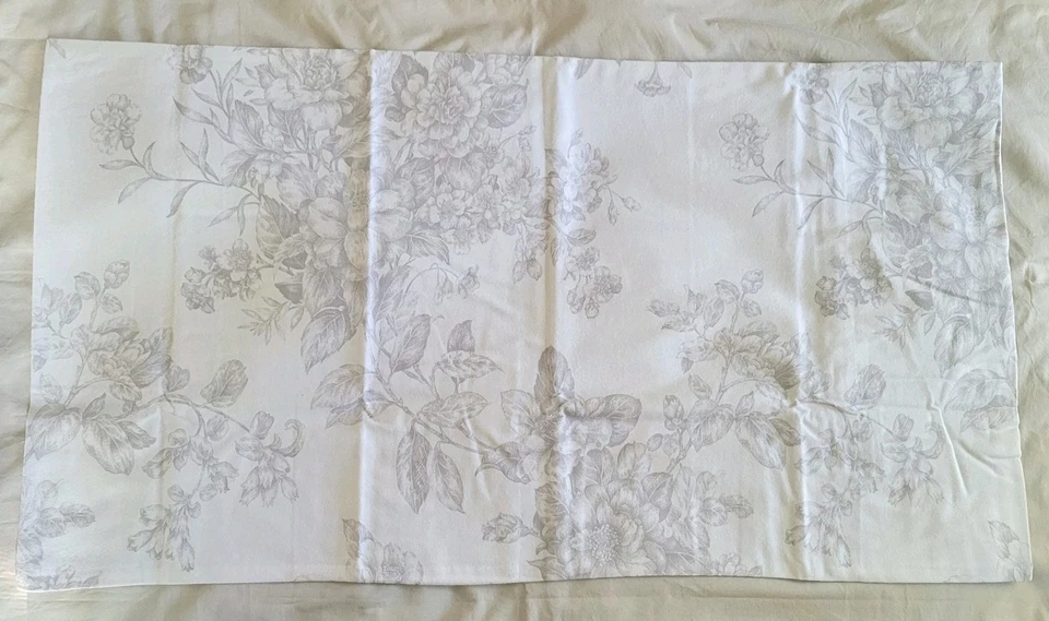 Fundas de almohada granate Hill Pr KING gris blanco floral franela de algodón toile exclusivo Foto 3 de 4