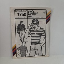 Vintage Stretch Sew Pattern 1750 Men s T-Shirt Tab Front Shirt