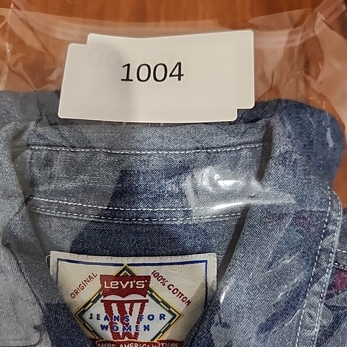 Vintage Levis Metal Button Denim Shirt Women’s L Ms Crowsby Sunflower Patches - Picture 14 of 14