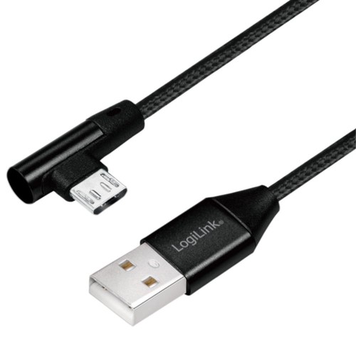 Cavo USB Micro-B Maschio Angolato/USB-A Maschio Dritto 1m Nero - Foto 1 di 1