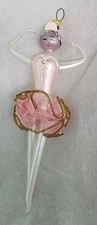 SOFFIERIA De Carlini Italy Blown Glass Christmas Ballerina Dancer Feathers