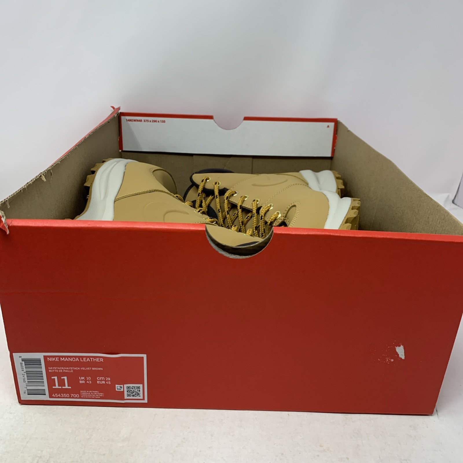 Nike Manoa Leather Wheat Brown Sneaker Boots, Size 11 BNIB 454350-700