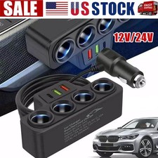 Car Cigarette Lighter 12V-24V 4 Way Socket Splitter USB PD Charger Power Adapter