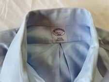 Brooks Brothers Button Twill Slim Fit Oxford Shirt 17 2/3 Baby Blue No Iron