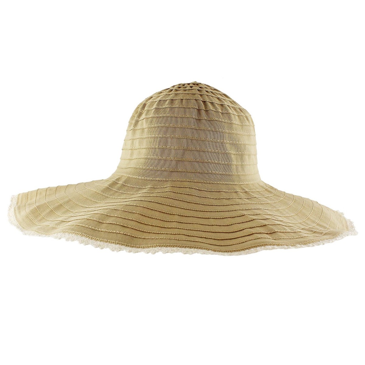 Lace Trim Wide Floppy Large Brim Sun Beach Packable Spring 
