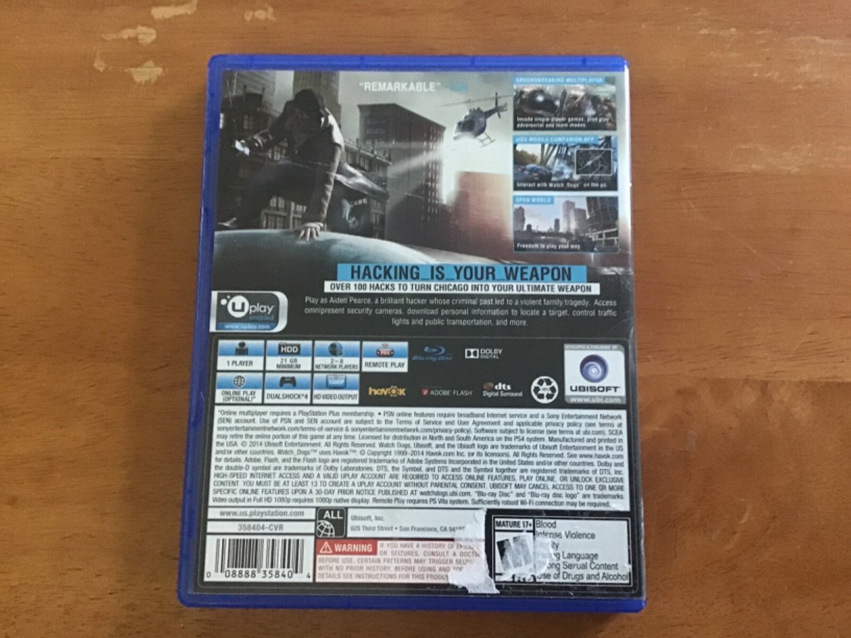 Watch Dogs (Sony PlayStation 4, Walmart Edition, 2014) PS4