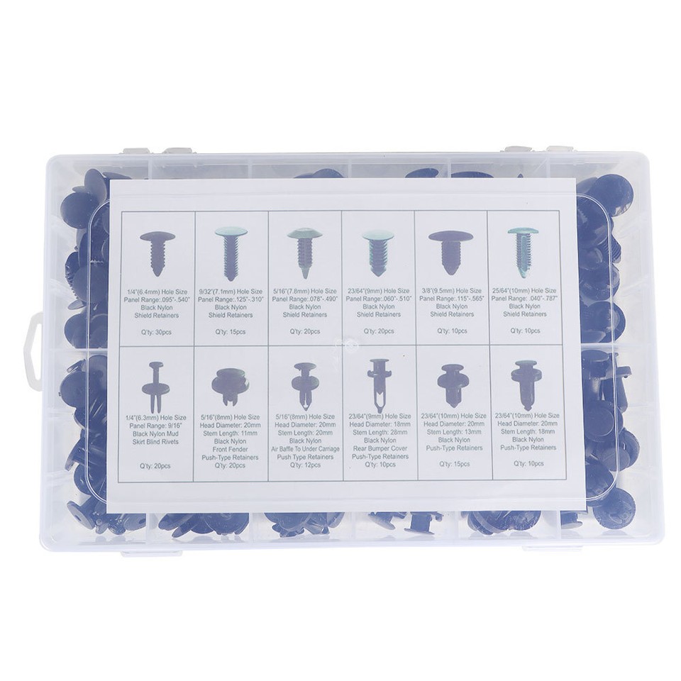 Kit Shield Pin Rivet Fasteners Auto Push Clips Retainer Assortment ...