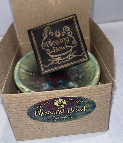 Jeremy Diller Raku Blessing Bowl (1) with Inspirational Quote & Gift Box NIB 3”