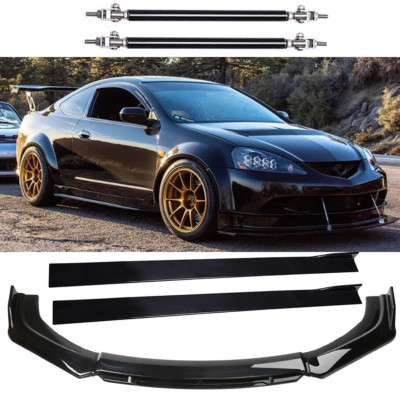 Front Bumper Spoiler Splitter Lip Side Skirt /Strut Rods For Acura RSX DC5