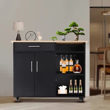 Modern Kitchen Island Cart with Storage, Rolling Trolley and Easy Mobility