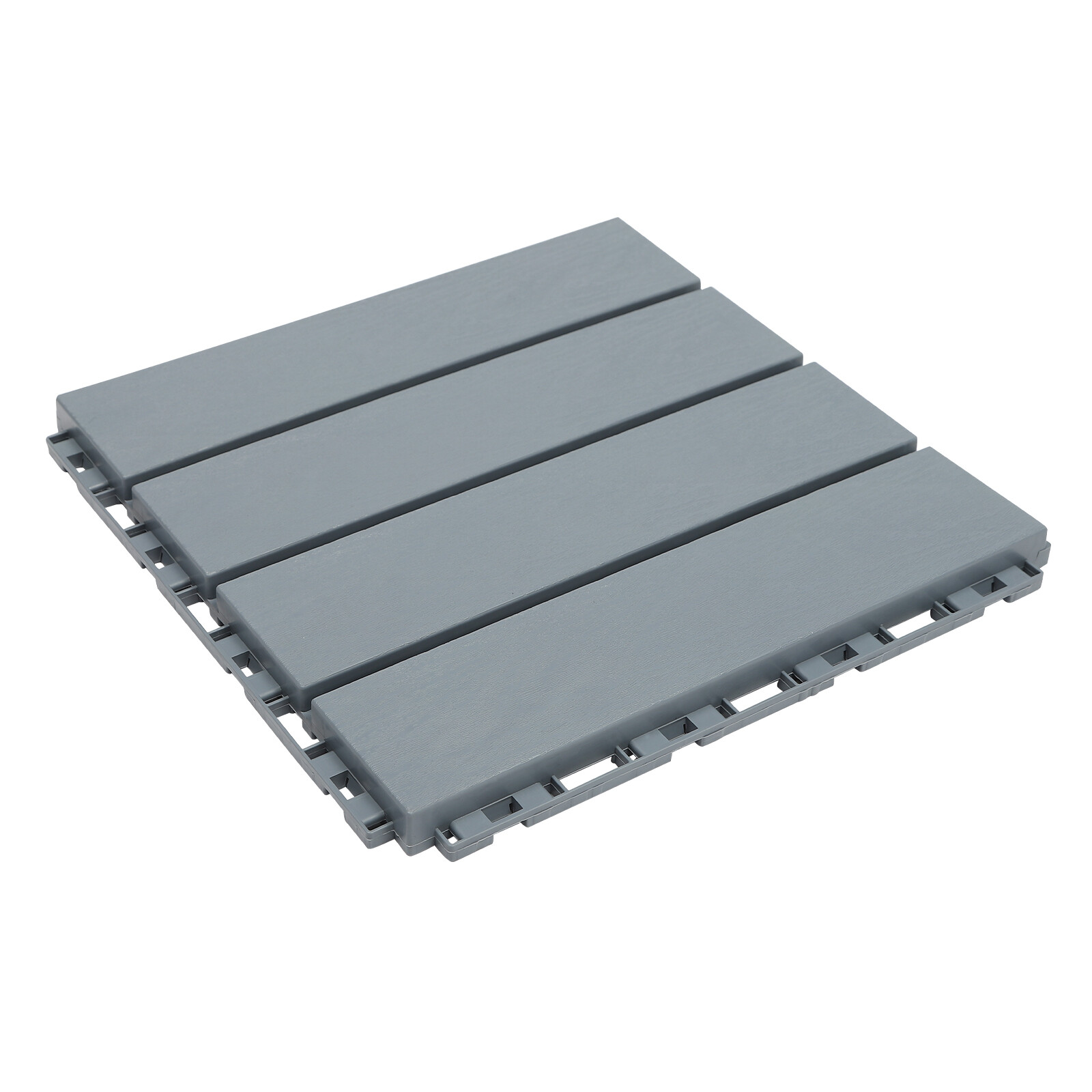 36 Pcs Gray Hardwood Interlocking Patio Deck Tiles Outdoor Waterproof