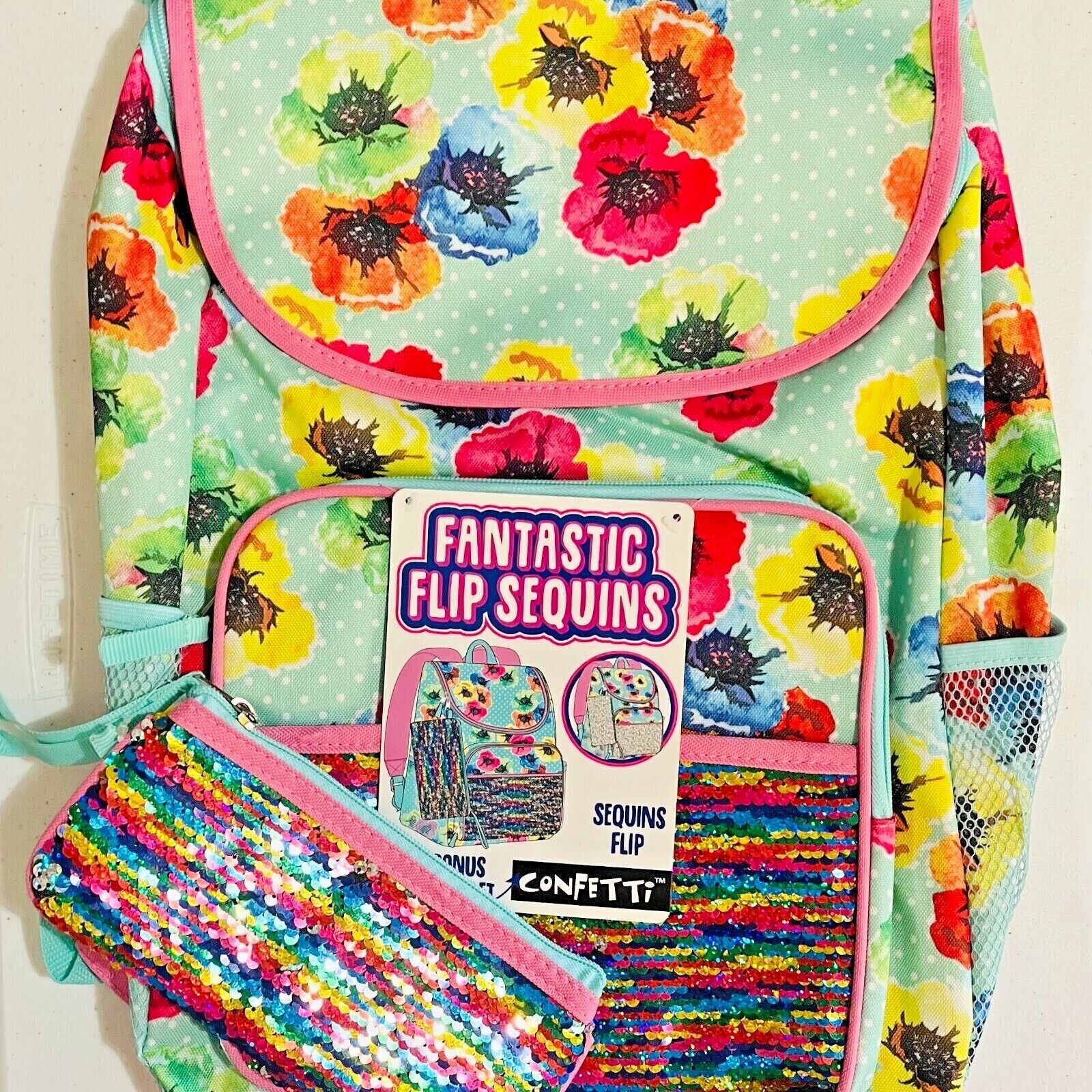 Confetti Fantastic Flip Sequins Backpack With Wristlet