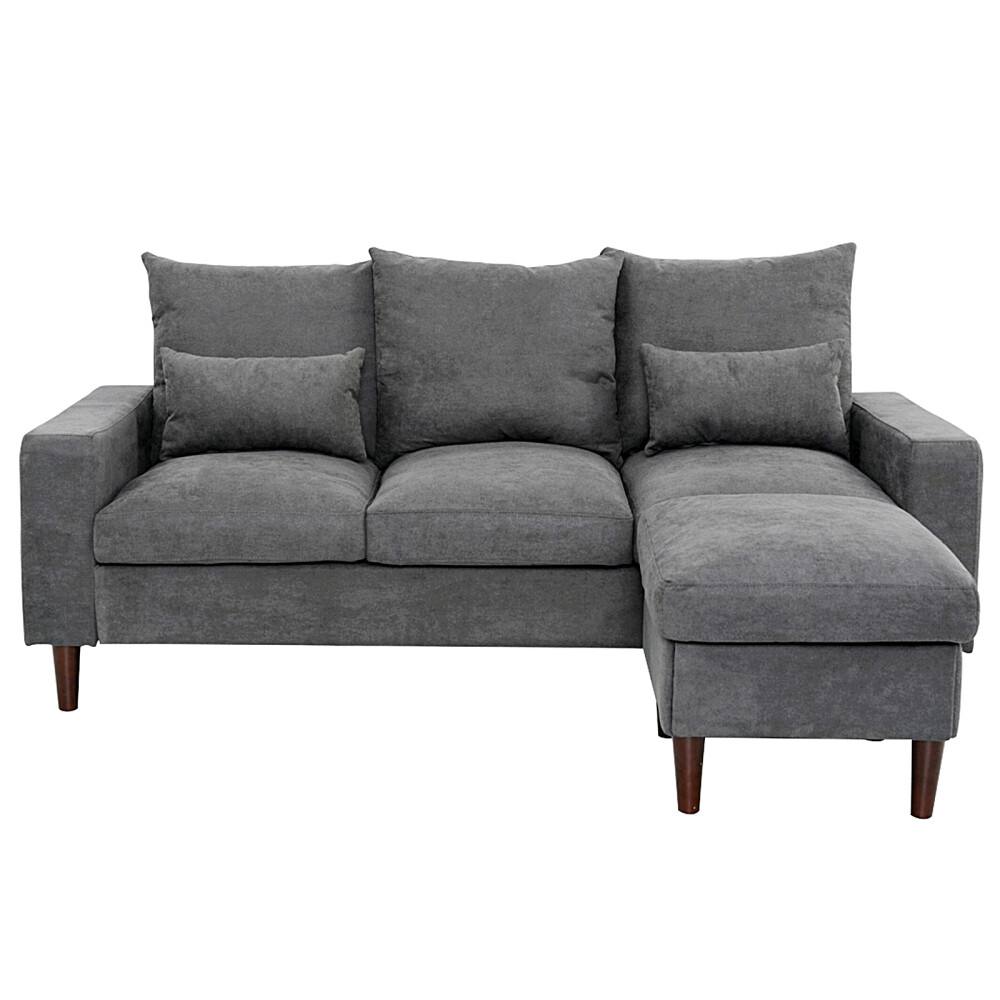 L Shaped Couch Reversible Sectional Fabric Sofa Set Convertible