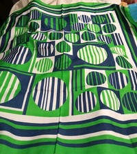 Vintage Scarf Blue Green Geometric Print Beautiful