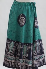 Vintage Indian Batik Print Cotton Skirt Boho Hippie Ethnic