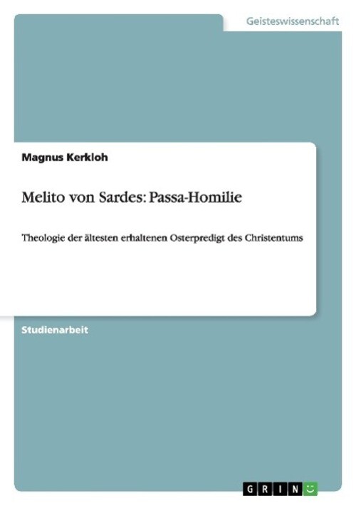 Thumbnail - Melito Von Sardes: Passa-homilie | Magnus Kerkloh | Taschenbuch |