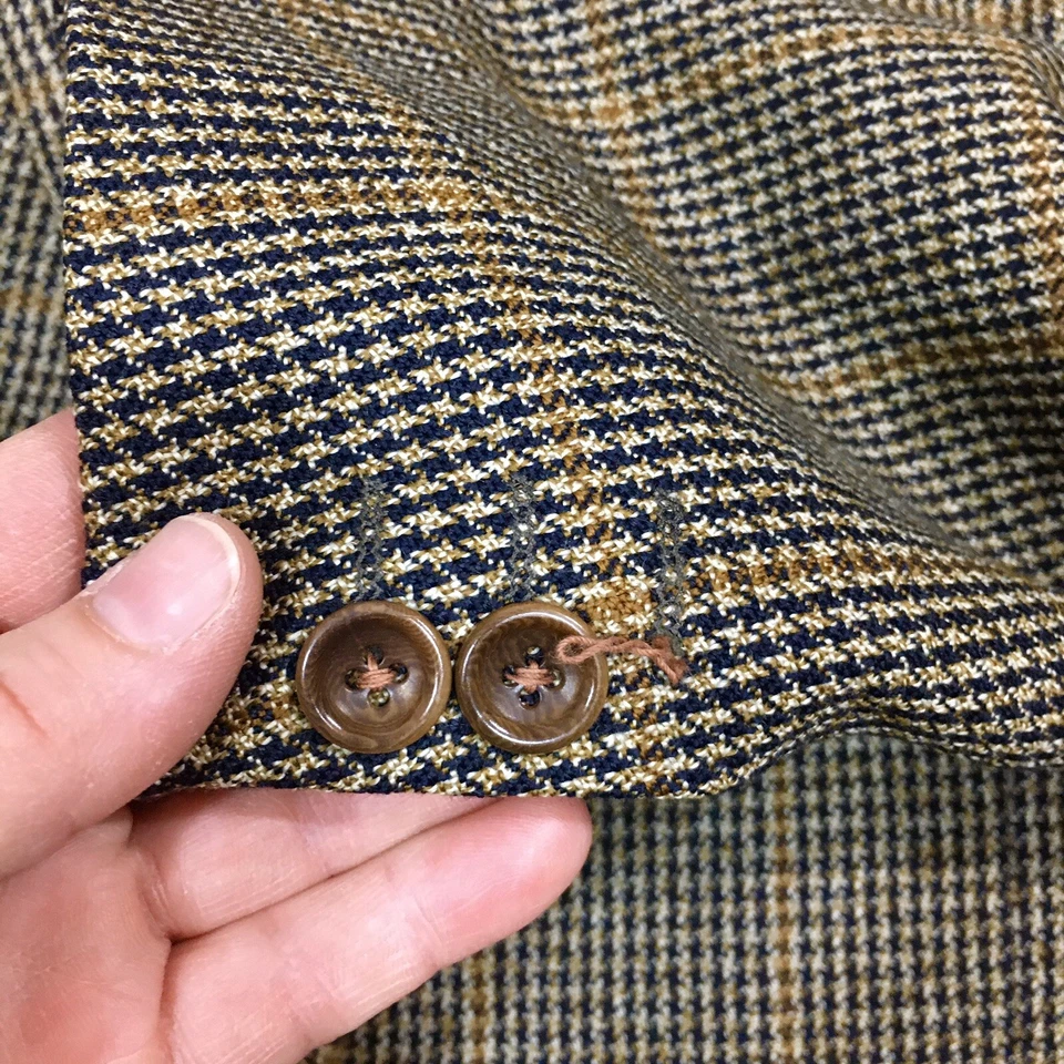 Hugo Boss Black Houndstooth Sport Coat Gold Check Jacket Wool CASHMERE Blazer 44 - Image 3 of 4