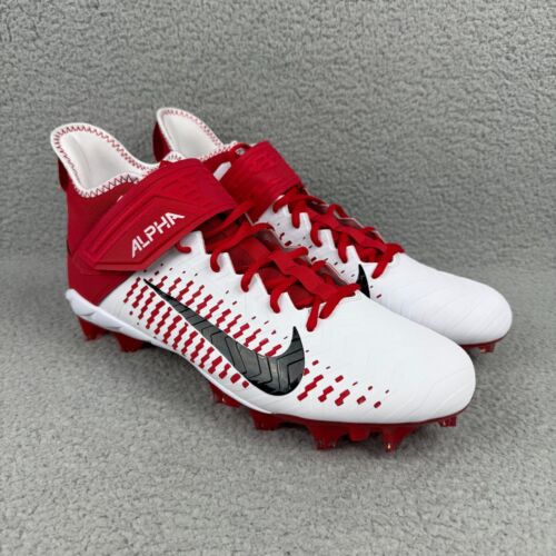 Nike Alpha Menace Pro 2 Mens 14 Shoes White Red Mid Football Cleats Sneakers