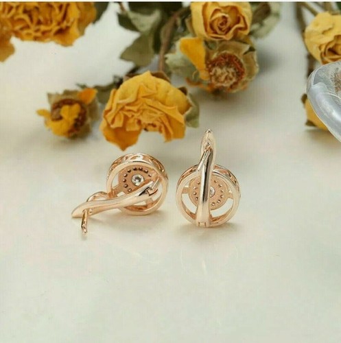 1.50Ct Simulated Diamond Vintage Art Deco Wedding Earrings 14K Rose Gold Finish - Picture 5 of 6
