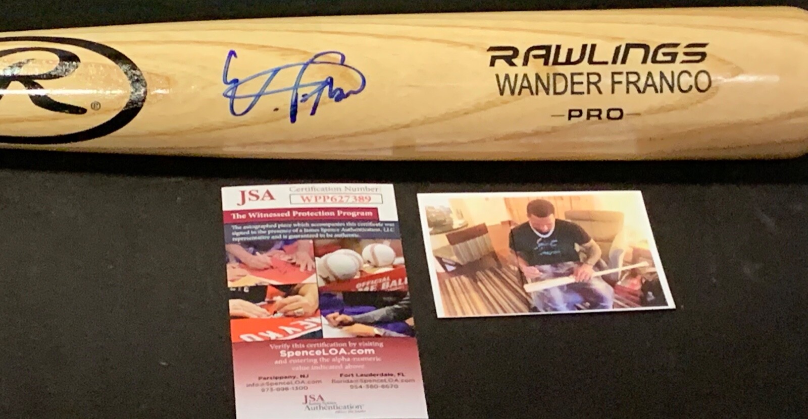 Wander Franco Tampa Bay Rays Signed Engraved Bat JSA WITNESS COA Blonde .