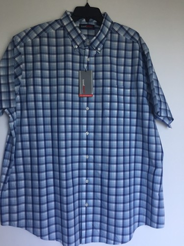 4XB Roundtree Yorke Big & Tall Reise Knopfleiste Kurzarm Herren blau neu mit Etikett - Bild 12 von 12