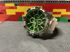 Invicta Mens AVIATOR Watch RADAR CHRONOGRAPH Black/Green Dial 51mm White Strap