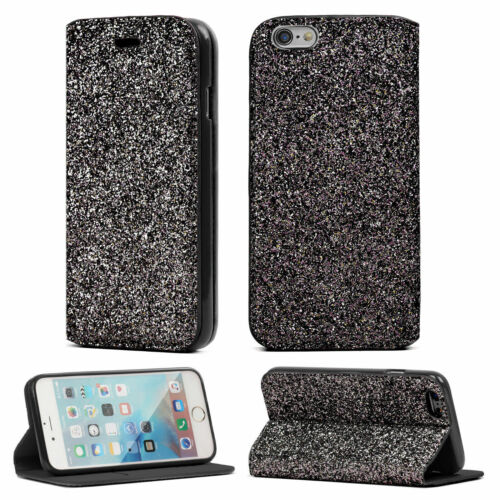 Glitter Shinny Bling Diamond Flip Book Cover Stand Wallet Case For Mobile Phones - Afbeelding 1 van 18