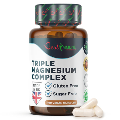 Natürlicher Triple Magnesium Komplex nichts Künstliches Zusatz 100 Vegane Kapseln