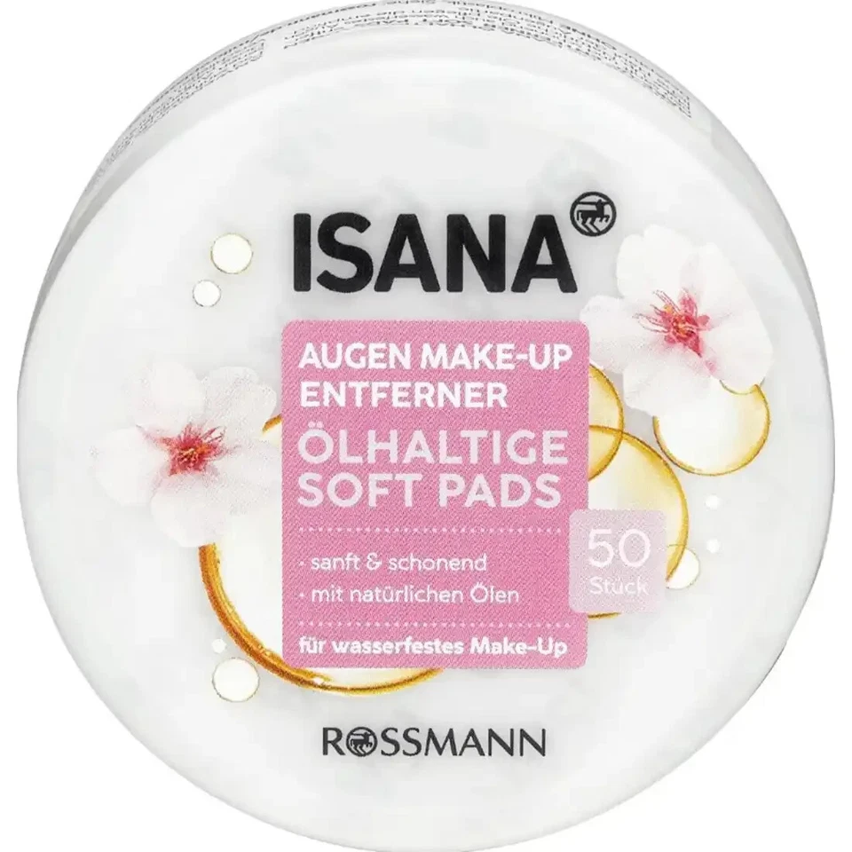 6 x 50 Stück | Isana Augen Make-Up Entferner Soft Pads ölhaltig sanft Vegan - Bild 2 von 2