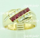 14k Yellow Gold Mens Ruby & Diamond ring Channel set — photo 1
