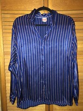 Mondi Blue Gold Women  s Blouse Size 40 Vintage W. Germany Long Sleeve