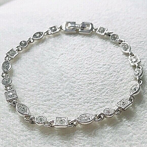 GIVENCHY BIJOUX VINTAGE SILVERTONE BRACELET WITH FAUX